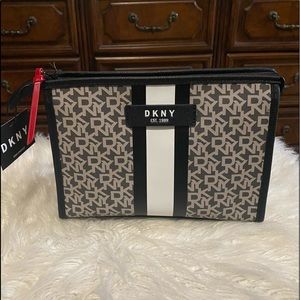 DKNY Black and White Monogram Cosmetic Bag